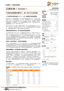 天風證券 艾德生物 300685 產(chǎn)品研發(fā)和銷售雙管齊下,進一步擴大行業(yè)優(yōu)勢 180403 17年歸母凈利潤同比增長40.33 ,18年一季度預計維持高 公司調(diào)研 研究報告 研報